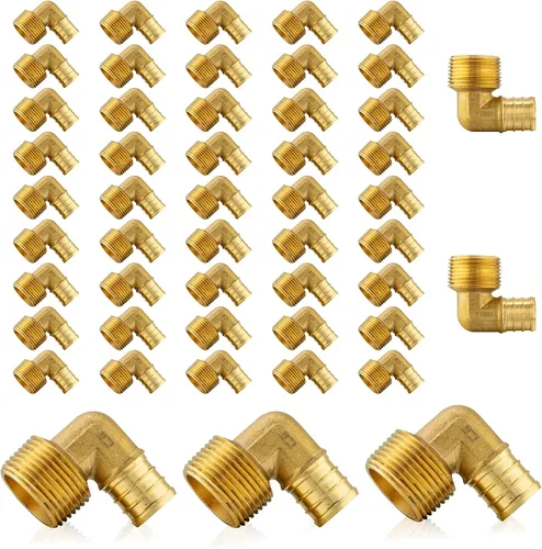 Miniatura 11 de Paquete de 5 accesorios PEX, adaptador de codo NPT roscado macho Pex de 1/2 pulgadas x 3/4 pulgadas, accesorios de engarce de latón, para tubería