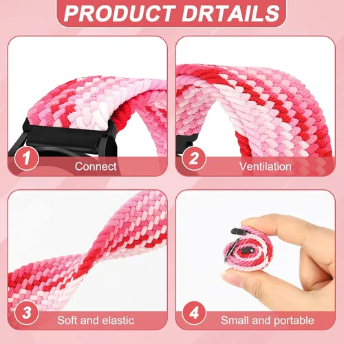 Miniatura 4 de Paquete de 5 correas deportivas de nailon solo compatibles con Samsung Galaxy Watch 5 Pro de 1.772 pulgadas/Galaxy Watch 5 y 4 de 1.575 pulgadas