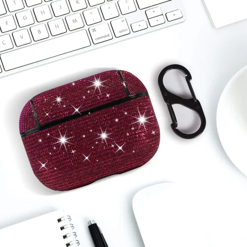 Miniatura 3 de Funda protectora para AirPods Pro con purpurina brillante para AirPods Pro, bonita funda protectora para AirPods Pro, color rojo
