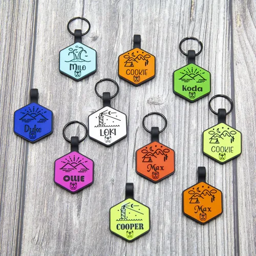 Miniatura 3 de Placa de identificación silenciosa de silicona personalizada con 5 líneas de identificación de mascotas grabadas profundas, duradera, sin sonido