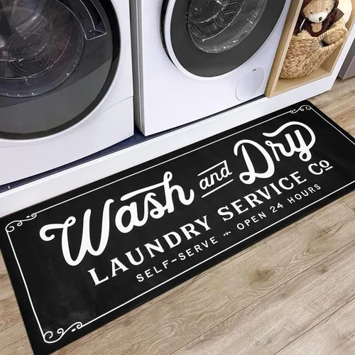 Miniatura 27 de KOZYFLY Alfombra Antideslizante para Lavandería de 20"x60", Alfombras de Cocina Lavables, Alfombra de Lavandería Impermeable, Alfombra para Marrón
