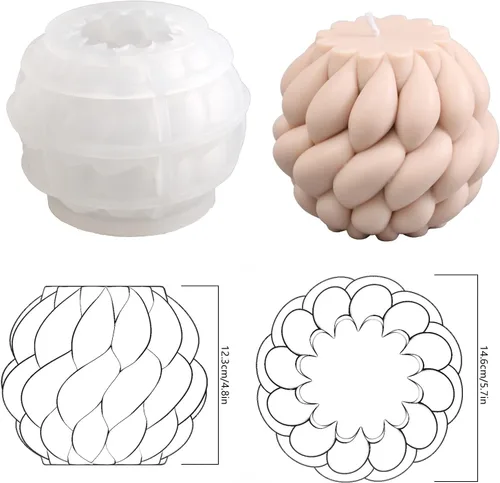 Miniatura 3 de BOOWAN NICOLE Molde de silicona para velas para hacer velas, moldes de fundición de resina epoxi, velas de aromaterapia, cera, jabones, arcilla