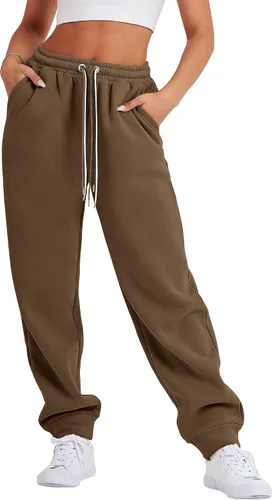 ANRABESS Pantalones deportivos holgados de forro polar de cintura alta para mujer, pantalones deportivos Y2K para adolescentes y niñas
