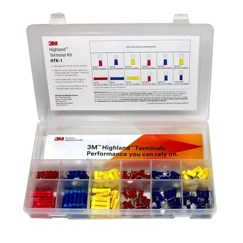 Miniatura 3 de 3M Highland Kit de terminales, HTK-1, 1 kit de 180 piezas, incluye anillo, horquilla, empalme a tope y desconexiones, recargable, compacto