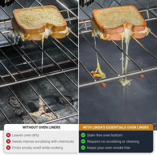 Miniatura 4 de Revestimientos de horno para la parte inferior del horno, paquete de 2 y revestimientos para refrigerador para estantes (paquete de 8), paquete