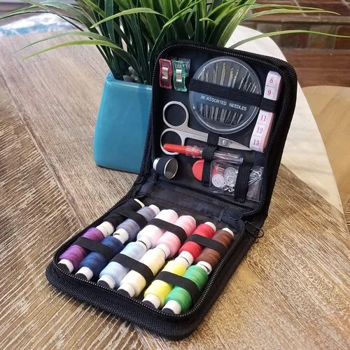 Miniatura 5 de Kit de costura, más del 80 suministros de costura premium, 38 bobinas de hilo. Mini kit de costura de viaje, costura para principiantes, kit