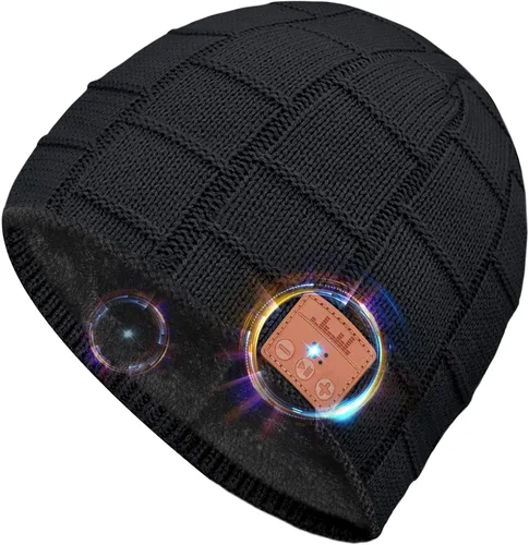 Miniatura 9 de Gorro Bluetooth de Pompón de HIGHEVER para Hombres y Mujeres V5.0, Relleno de Calcetas Navideñas, Inalámbrico, Gorro Musical con Altavoz