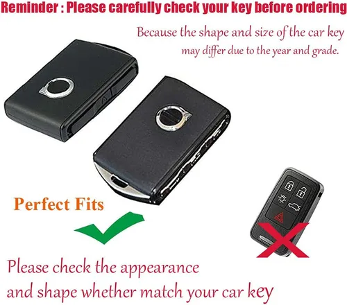 Miniatura 2 de Funda de cuero para llavero inteligente compatible con Volvo XC40 XC60 XC90 S90 V90 para llavero de automóvil, entrada remota sin llave, protección