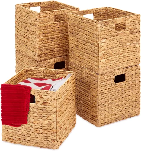 Miniatura 14 de Best Choice Products Paquete de 5 cestas de almacenamiento cúbicas de 10.5x10.5 pulgadas, organizadores multipropósito plegables de jacinto de agua