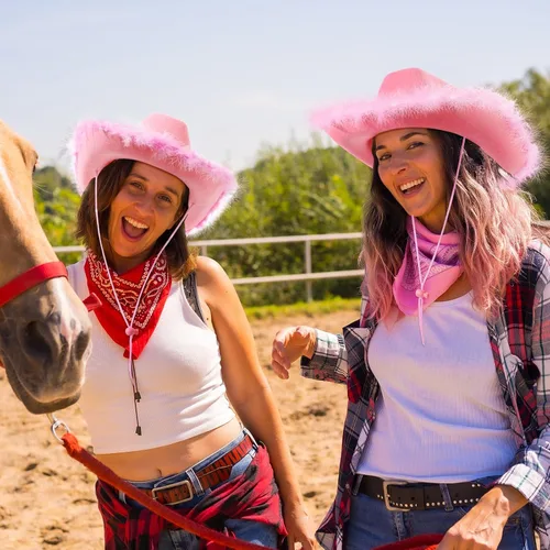 Miniatura 5 de Unittype 12 piezas de sombrero de vaquera de lentejuelas de plumas para mujer, fiesta, cumpleaños, Halloween, disfraz occidental, juego de rol