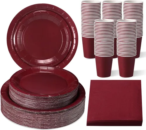 Miniatura 9 de Tioncy 200 platos de papel desechables azules y servilletas, suministros para fiesta de graduación para 50 invitados, juego de vajilla de papel