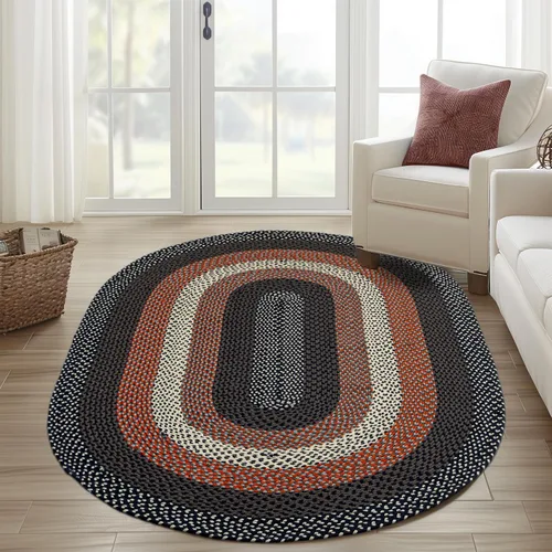 Miniatura 41 de Super Area Rugs - Alfombra trenzada rústica en tonos taupe y gris oscuro, ovalada para puerta/entrada principal, alfombra tejida para exteriores, 2