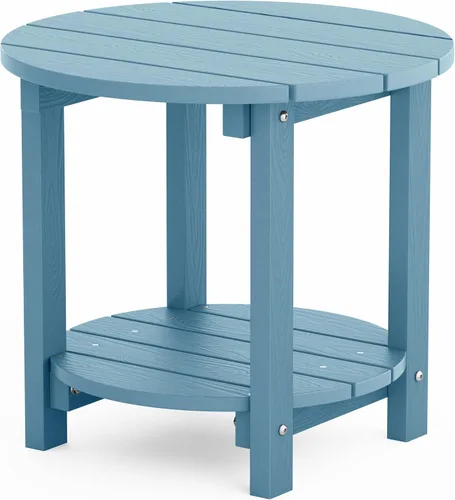 Miniatura 11 de YEFU Adirondack - Mesa auxiliar doble para exteriores, de 18 pulgadas, mesa auxiliar de madera de polietileno, resistente a la intemperie para Negro