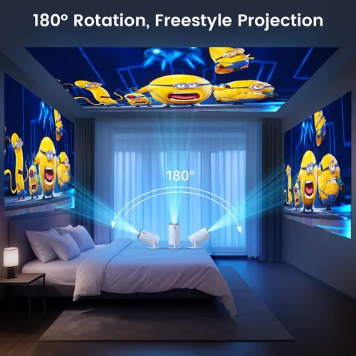 Miniatura 4 de Mini proyector con WiFi y Bluetooth, aplicaciones integradas, proyector portátil giratorio de 210°, proyector de película de soporte de 1080P