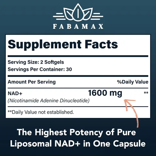 Miniatura 2 de 1600 mg Suplemento de NAD Liposomal, 98% Suplemento Puro de NAD+, Absorción Superior, Alternativa a Ribósido de Nicotinamida o NADH para Aumentar