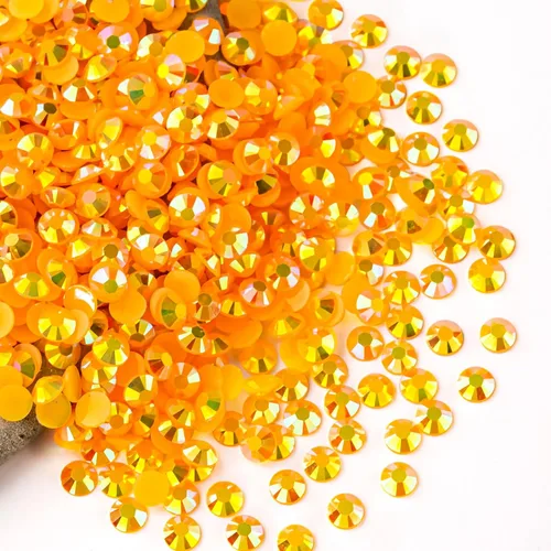 Miniatura 42 de Diamantes de imitación AB verdes a granel, 5000 piezas de diamantes de imitación de fondo plano redondos de gelatina AB sin fijación térmica, gemas