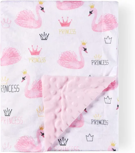 Miniatura 9 de Manta de bebé súper suave de minky, manta de animales lindos con respaldo punteado para recién nacidos, guardería, cochecito que recibe ropa de cama