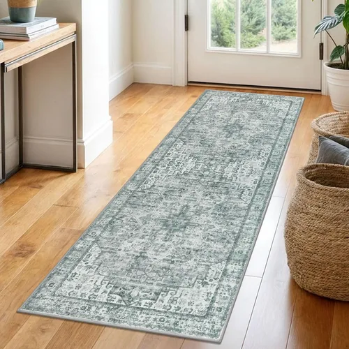 Miniatura 46 de SIILOOM Alfombra lavable de 2 x 3 pies, alfombra suave color taupe ceniza para entrada, tapete antideslizante para puerta de interior, tapete