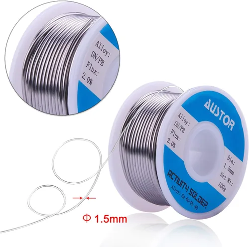 Miniatura 3 de AUSTOR Alambre de soldadura con núcleo de estaño de plomo 60-40 para soldadura eléctrica (1.5mm, 100g)