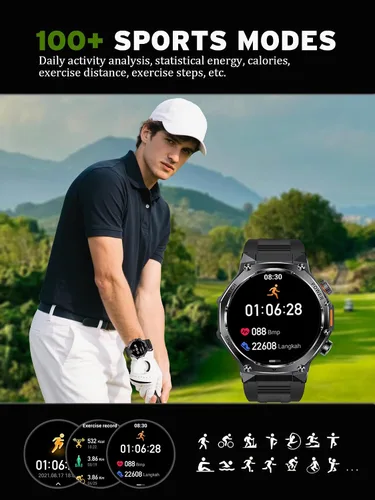 Miniatura 9 de Fitness Smart Watch for Men Women, Bluetooth Calling & 1.8" AMOLED, SpO2/Heart Rate/Sleep Tracker, 100+ Workout Modes, IP67 Waterproof, 7+Day Black