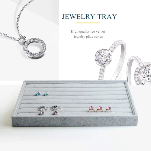 Miniatura 2 de Oirlv - Bandejas de terciopelo apilables para joyas, organizador de joyas, bandejas de almacenamiento