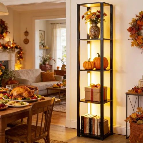 Miniatura 8 de RGBCW - Lámpara de pie LED inteligente y moderna con sincronización de música, lámpara de estante de esquina que cambia de color, lámpara de pie