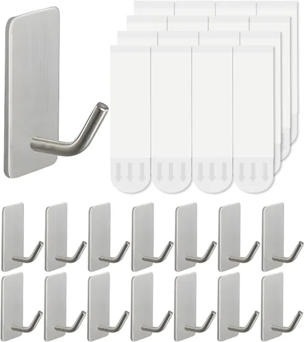 Miniatura 11 de 20 ganchos para toallas con tiras extraíbles para colgar, adhesivo de pared resistente, al aire libre sin daños, gancho adhesivo para baños, ducha