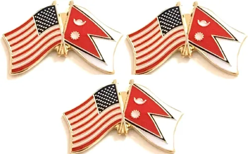 Miniatura 25 de 3 Pines de solapa con banderas de Estados Unidos y países internacionales, paquete de 3 pines dobles con diseño de banderas de Estados Unidos