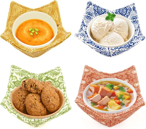 Miniatura 7 de Tazón de algodón para microondas acogedor, apto para microondas, soportes para tazones calientes, cuenco de sopa (A)