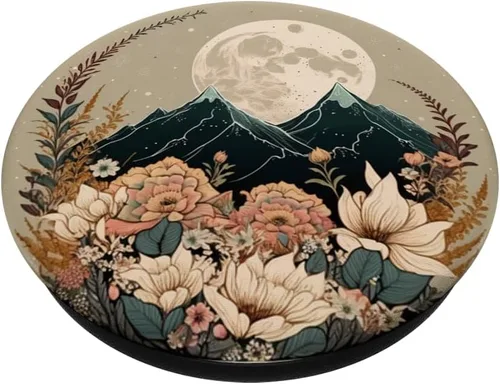Miniatura 2 de Boho Mountain Moon Phases Floral Aesthetic Chic PopSockets intercambiables PopGrip