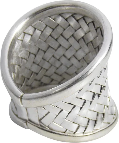 Miniatura 3 de Anillo de plata con diseño de tribu tailandesa colina ancha con tejido exótico