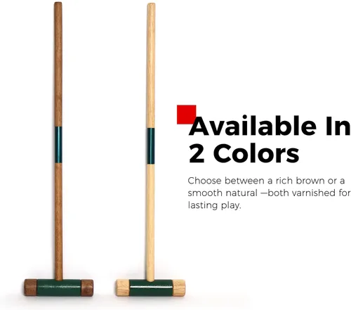 Miniatura 6 de SPORT BEATS Juego de croquet para seis jugadores, mazos de madera maciza de goma de 32 pulgadas con funda de transporte, seis bolas, nueve mechones