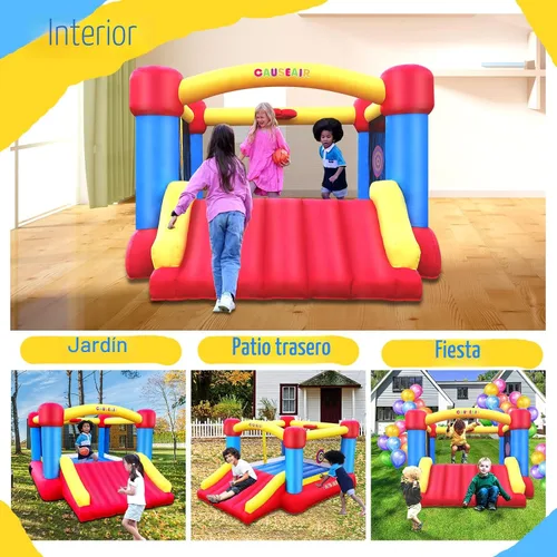 Miniatura 2 de Causeair Casa inflable de rebote con soplador GFCI, 12 pies L x 9 pies A, aro de baloncesto, juego de pelota de dardos, área de rebote recubierta