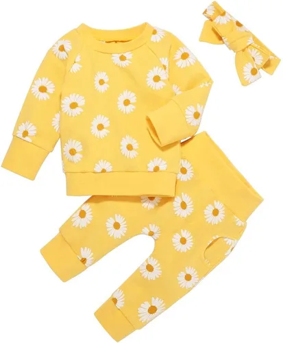 Ropa para bebé, 3 piezas de manga larga, lindo conjunto de camisetas y pantalones para niños pequeños