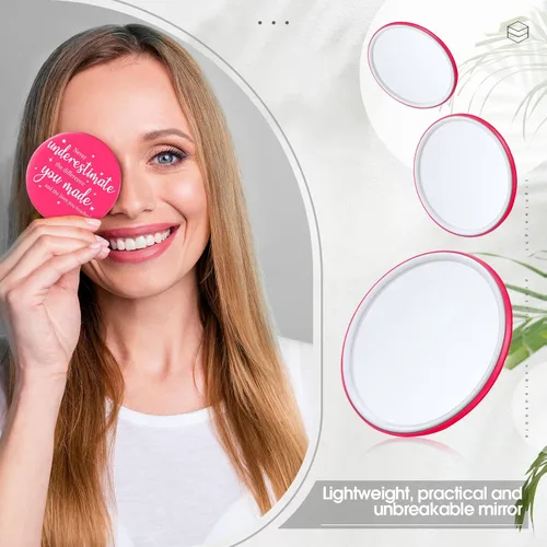 Miniatura 7 de Hoolerry 24 piezas de regalos de agradecimiento a los empleados para mujeres, espejo compacto inspirador a granel, rosa, pequeño, redondo, bolsillo