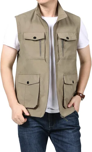 Miniatura 6 de LOUECHY Chaleco de viaje para hombre, con múltiples bolsillos, ligero, sin mangas, para senderismo, pesca, golf
