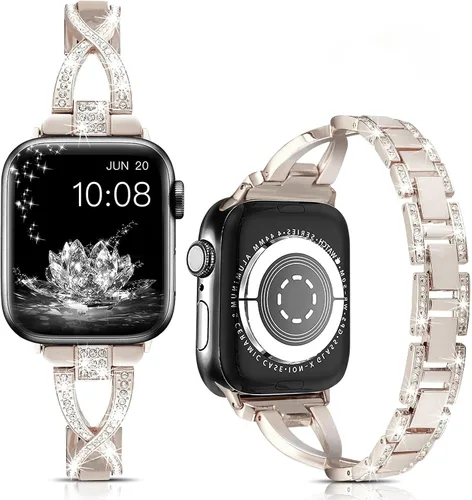 Miniatura 8 de for Apple Watch Band 38mm 40mm 41mm 42mm 44mm 45mm 46mm 49mm iWatch Bands Series 11 10 9 8 7 6 5 4 3 SE Bling Metal Bracelet Women Dressy Cute Strap