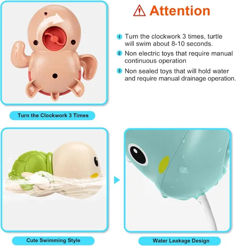 Miniatura 4 de Juguetes de baño para niños de 1 a 3 años de edad, regalos para niños, juguetes de tortuga nadadora para el baño, juguetes flotantes y de cuerda