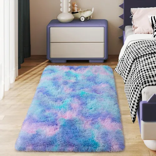 Miniatura 89 de Alfombras suaves para pasillos de dormitorio, nuevas, con parte inferior antideslizante mejorada, de 2 x 3, alfombra esponjosa y peluda verde