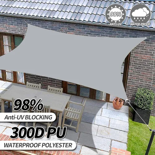 Miniatura 3 de Richie - Toldo tipo vela rectangular de 8 x 10 pies con dosel, resistente al agua y con protección UV, para patio al aire libre, césped, playa, Gris