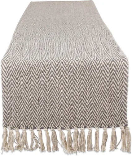 DII Woven Basic - Camino de mesa Chevron de la colección de mesa, 15 x 72 pulgadas, gris