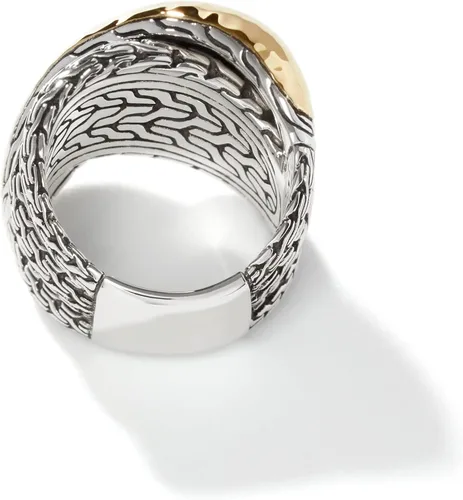 Miniatura 6 de John Hardy Anillo cruzado de plata y oro de 18 quilates martillado para mujer