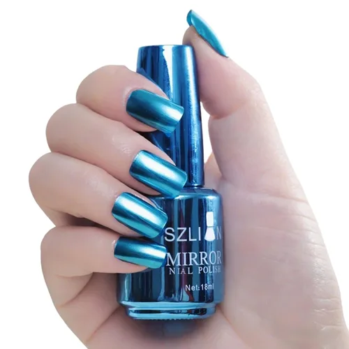 Miniatura 12 de KYDA Esmalte de uñas de espejo plateado de 0.6 fl oz, esmalte de espejo brillante brillante para arte de uñas, arte de uñas de efecto metálico