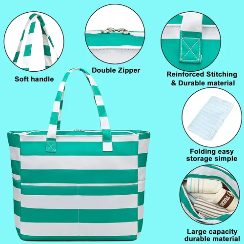 Miniatura 5 de Bolsa de playa y piscina para mujer, grande, bolsa de gimnasio con compartimento húmedo para viajes, impermeable