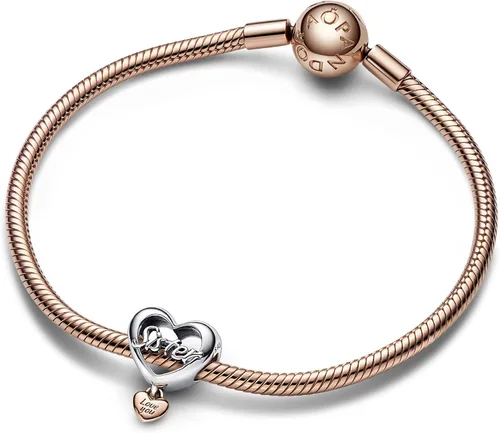 Miniatura 3 de PANDORA Abalorio de corazón Love You Sister – Compatible con PANDORA Moments – Impresionante joyería para mujer – Hecho con rosa PANDORA y plata