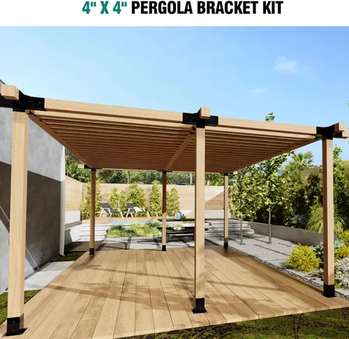 Miniatura 3 de Kit de pérgola - Soportes de 5 vías para vigas de madera de 4 x 4 pulgadas, cenadores, patio y cobertizos