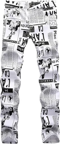 Baylvn - Pantalones de mezclilla entallados y estampados para hombre con corte recto