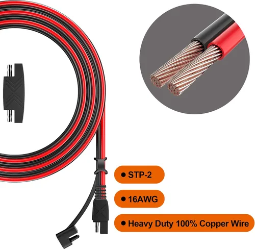 Miniatura 4 de OYMSAE Cable de extensión SAE, cable de desconexión rápida SAE de 6 pies 16 AWG a SAE, cable conector de extensión SAE para motor de arrastre