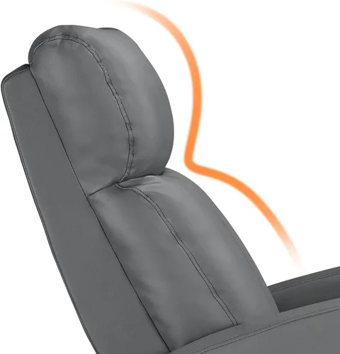 Miniatura 8 de Yaheetech Asiento de cine en casa, silla reclinable de piel sintética, moderna para sala de estar, sofá reclinable con bolsillo, color gris primavera