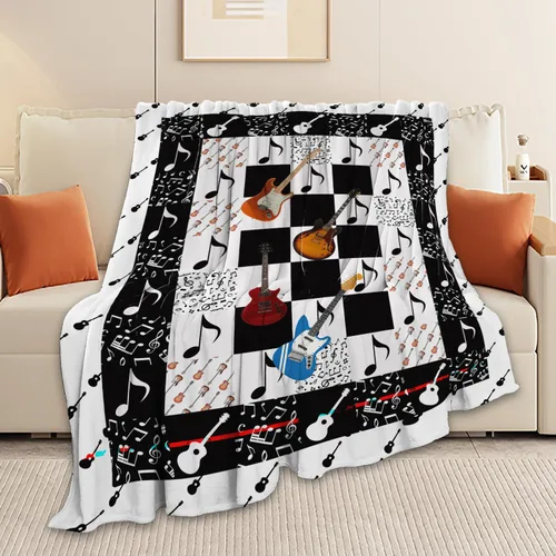 Miniatura 4 de Manta de guitarra, nota musical, guitarra, instrumentos musicales, manta de regalo para niños, niñas, niños, adultos, mujeres, hombres, súper suave